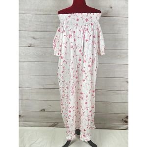 Hill House Smocked Floral Midi Poplin Shift Dress